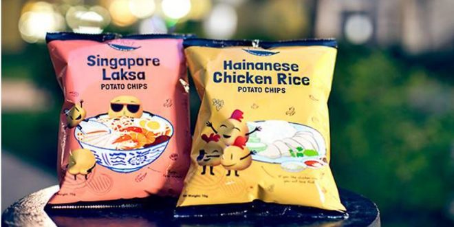Rìs cearc, sliseagan buntàta blas Laksa ri chur air bhog ann an Singapore