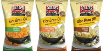 BOULDER CANYON EXPANDS POTATO CHIPS COOKED IN RICE BRAN OIL RANGE