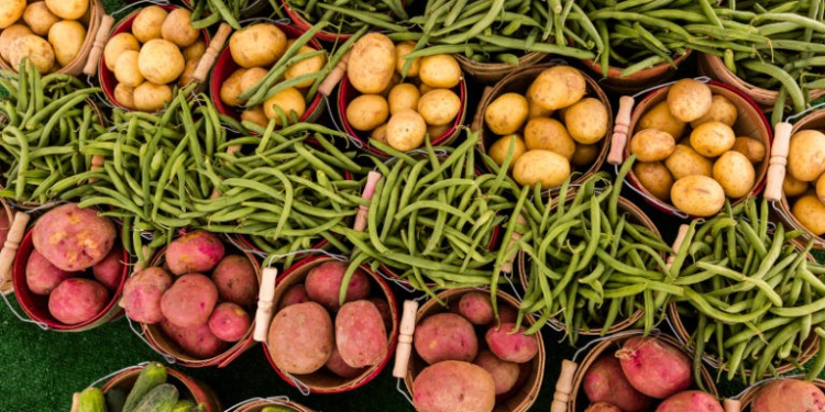 Fresh organic produce on sale at the local farmers market.