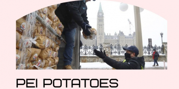 ‘Spuds in the cold’: PEI potatoes and supporters take to the streets of Ottawa