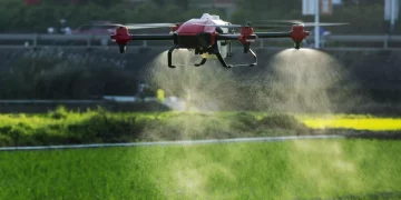 Agricultural drone powered by a gasoline engine that does not require frequent battery changes launched in India