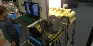 A new machine for sorting potatoes was shown at an exhibition in Belarus