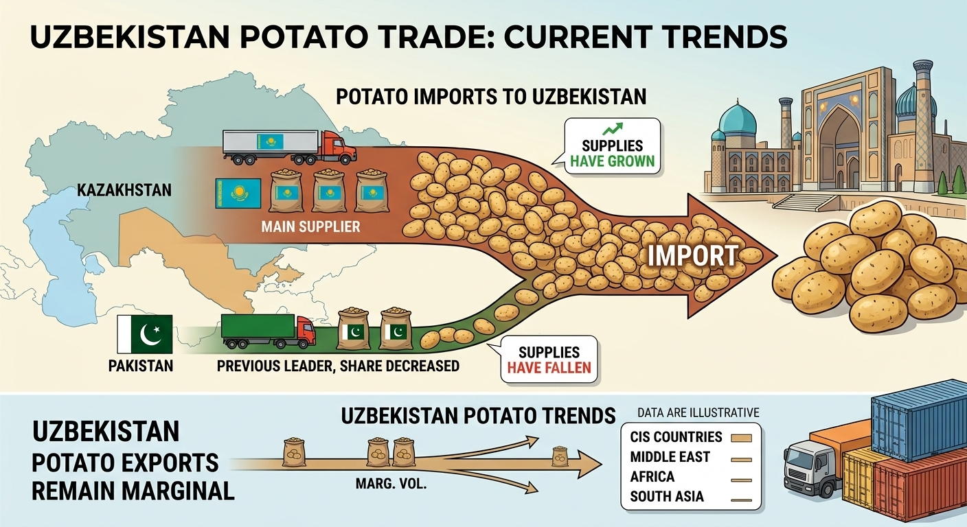 Uzbekistan: Kazakhstan displaces Pakistan as main potato supplier while exports stay marginal