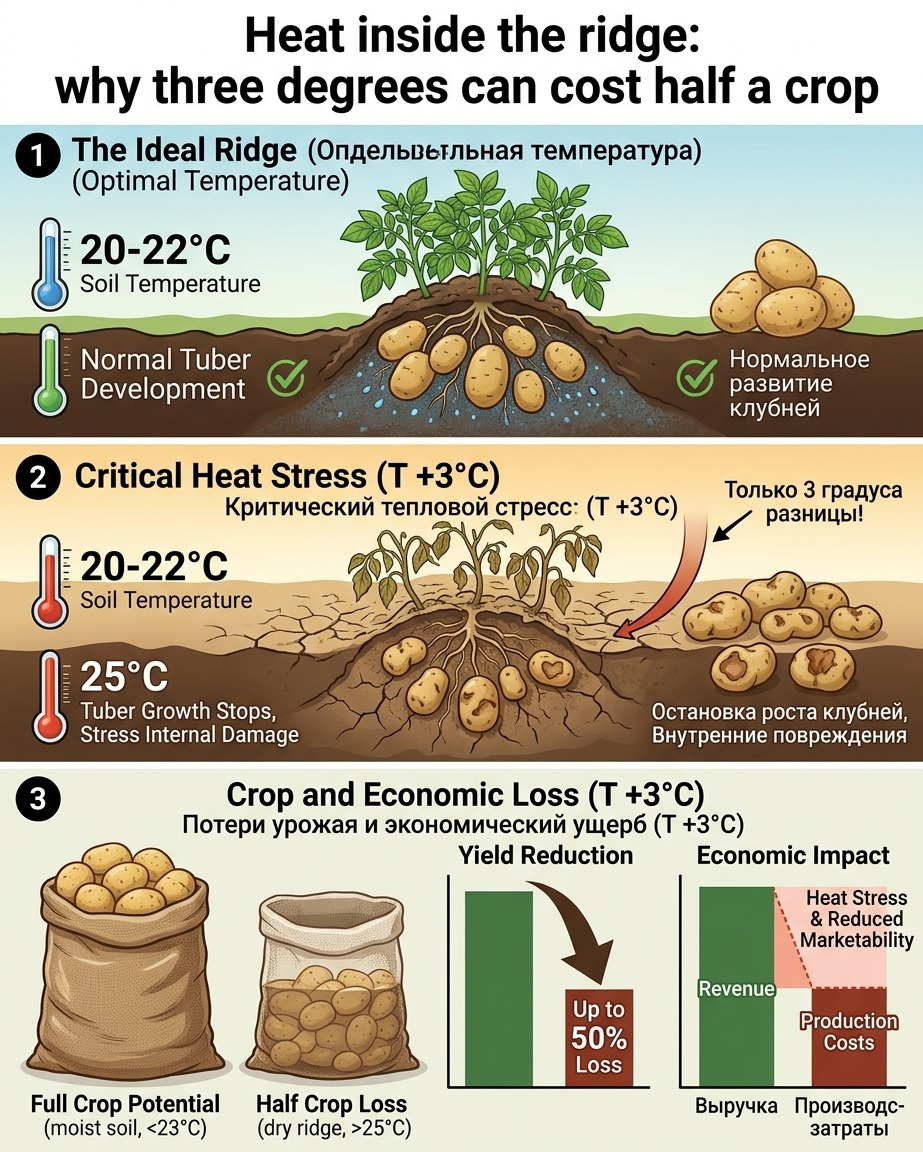 Heat inside the ridge: why three degrees can cost half a crop