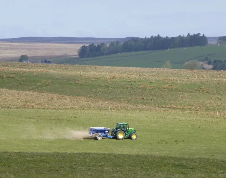 Fertiliser being spread on a field
