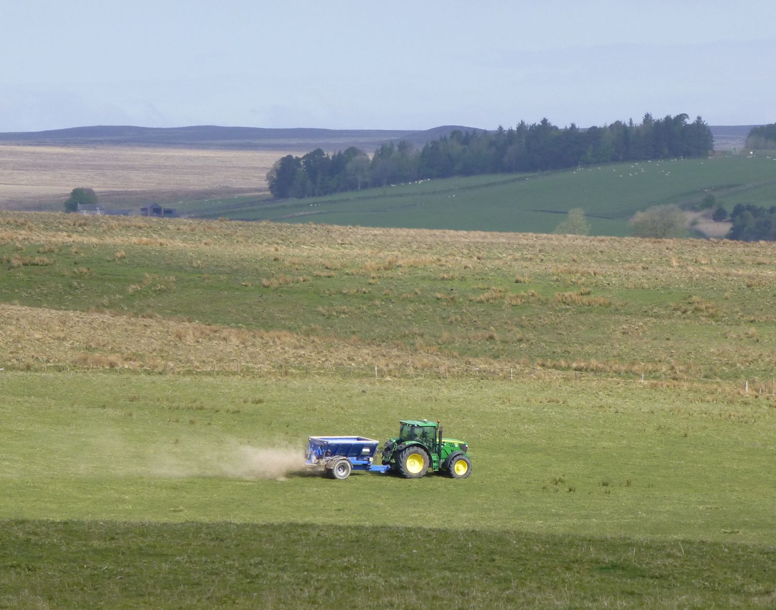 Fertiliser being spread on a field
