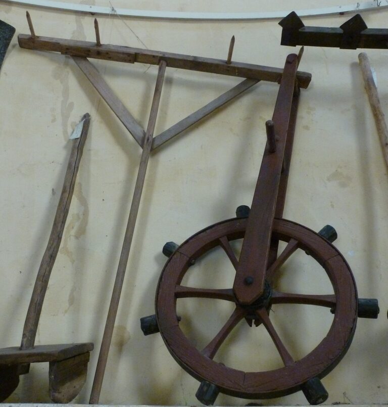 A traditional wheel used to space seed potatoes, Eysines, France