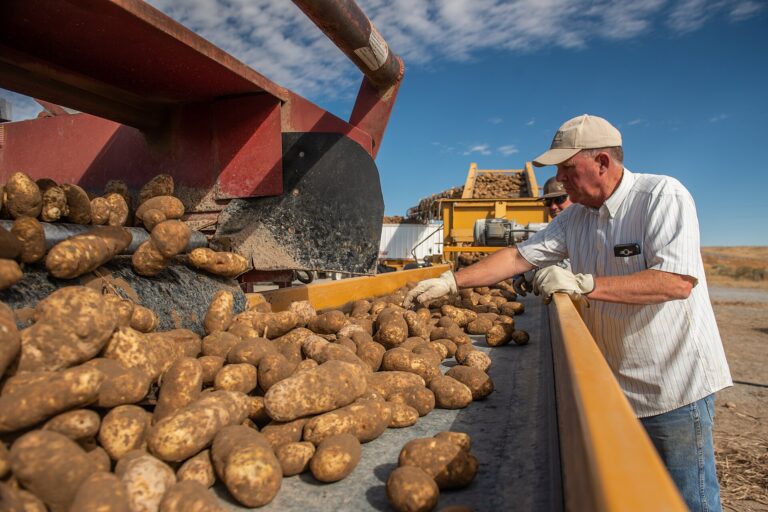 US: Rain Curtails Idaho Potato Harvest as Shipping-Point Prices Hold Steady 3 Potato harvest and sorting in Declo, Idaho