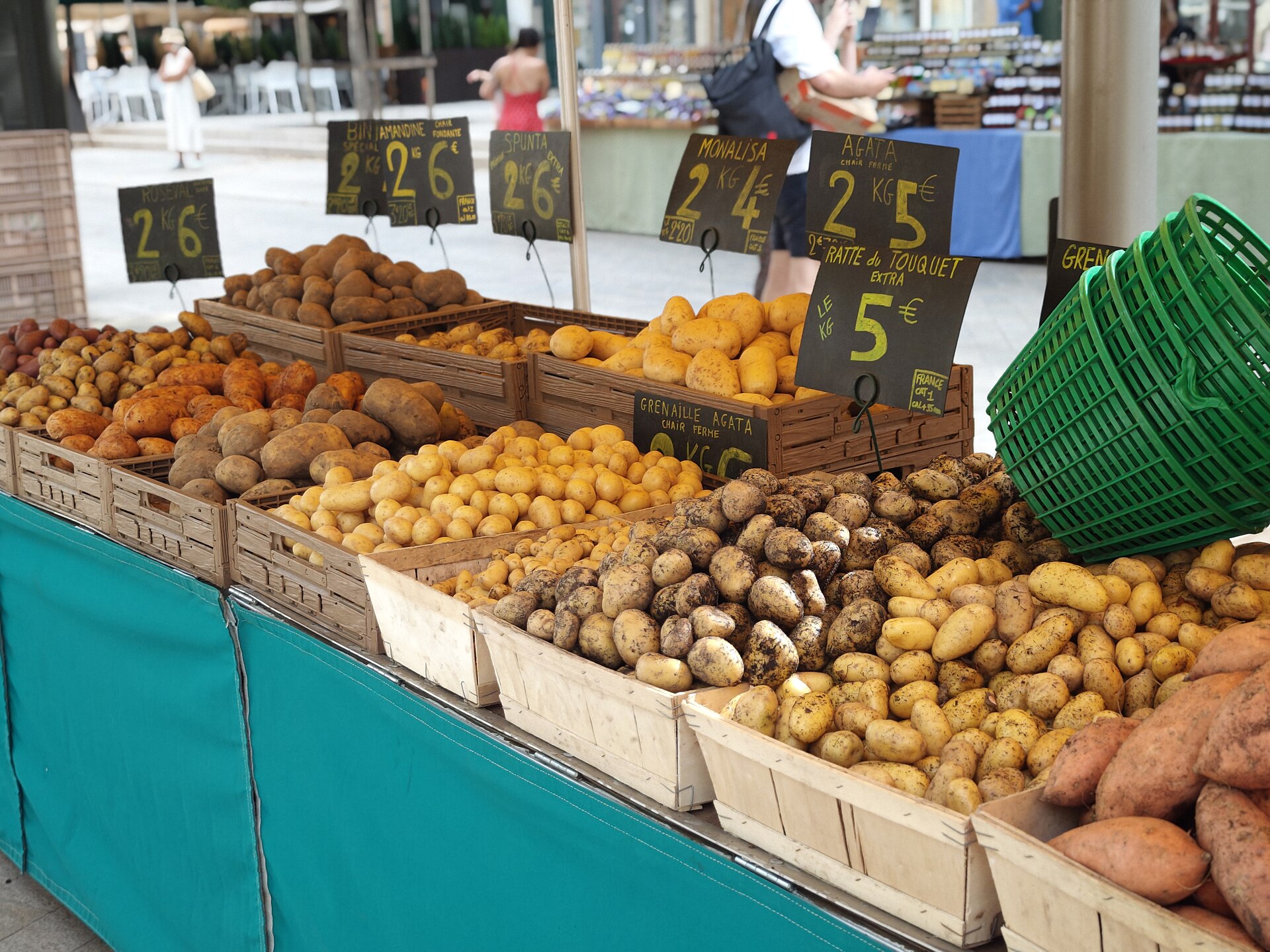 Potatoes for sale at a market in France