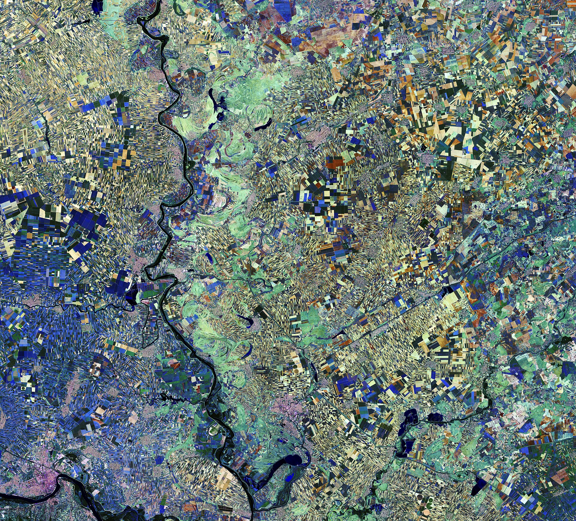 Farmland of Vojvodina, Serbia, seen by the Sentinel-2A satellite